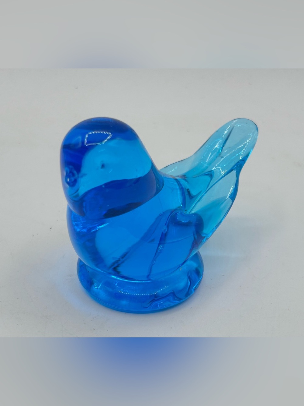 Blue Bird of Happiness Glass Figurine Signed Leo Ward 2001 USA Terra Studios